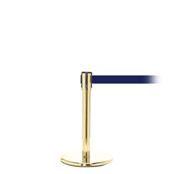 QueuePro 200 Mini, Polished Brass, Barrier with 11' Navy Blue Belt