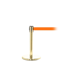 QueuePro 200 Mini, Polished Brass, Barrier with 11' Orange Belt