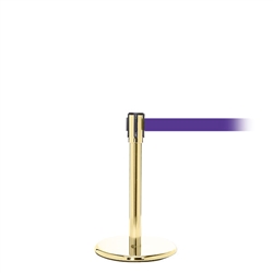 QueuePro 200 Mini, Polished Brass, Barrier with 11' Purple Belt