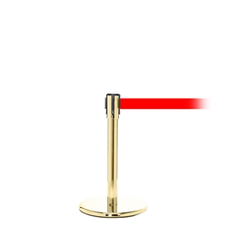 QueuePro 200 Mini, Polished Brass, Barrier with 11' Red Belt