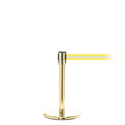 QueuePro 200 Mini, Polished Brass, Barrier with 11' Yellow/Reflective Stripe Belt