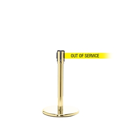 QueuePro 200 Mini, Polished Brass, Barrier with 11' OUT OF SERVICE Belt