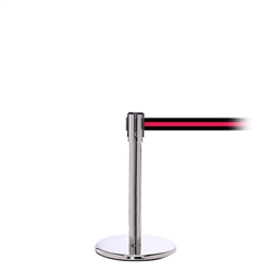 QueuePro 200 Mini, Polished Chrome, Barrier with 11' Black/Red Stripe Belt
