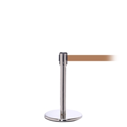 QueuePro 200 Mini, Polished Chrome, Barrier with 11' Light Brown Belt