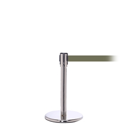 QueuePro 200 Mini, Polished Chrome, Barrier with 11' Olive Green Belt