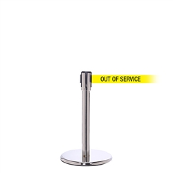QueuePro 200 Mini, Polished Chrome, Barrier with 11' OUT OF SERVICE Belt