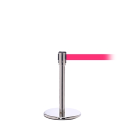 QueuePro 200 Mini, Polished Stainless, Barrier with 11' Fluorescent Pink Belt