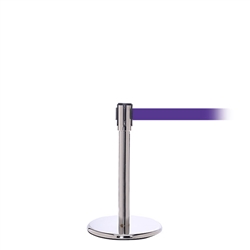 QueuePro 200 Mini, Polished Stainless, Barrier with 11' Purple Belt