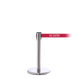 QueuePro 200 Mini, Polished Stainless, Barrier with 11' NO ENTRY Belt