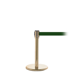 QueuePro 200 Mini, Satin Brass, Barrier with 11' Dark Green Belt