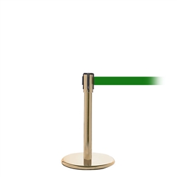 QueuePro 200 Mini, Satin Brass, Barrier with 11' Green Belt