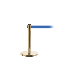 QueuePro 200 Mini, Satin Brass, Barrier with 11' Light Blue Belt