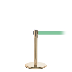 QueuePro 200 Mini, Satin Brass, Barrier with 11' Light Green Belt
