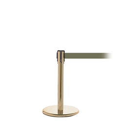 QueuePro 200 Mini, Satin Brass, Barrier with 11' Olive Green Belt