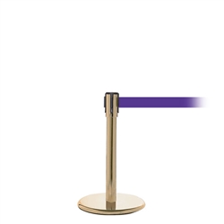 QueuePro 200 Mini, Satin Brass, Barrier with 11' Purple Belt