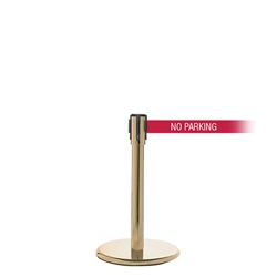 QueuePro 200 Mini, Satin Brass, Barrier with 11' NO PARKING Belt