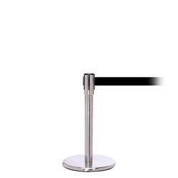 QueuePro 200 Mini, Satin Chrome, Barrier with 11' Black Belt