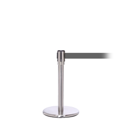 QueuePro 200 Mini, Satin Chrome, Barrier with 11' Gray Belt