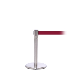 QueuePro 200 Mini, Satin Chrome, Barrier with 11' Maroon Belt