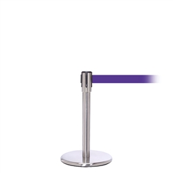 QueuePro 200 Mini, Satin Chrome, Barrier with 11' Purple Belt