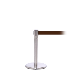 QueuePro 200 Mini, Satin Stainless, Barrier with 11' Brown Belt