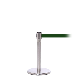 QueuePro 200 Mini, Satin Stainless, Barrier with 11' Dark Green Belt