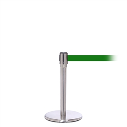 QueuePro 200 Mini, Satin Stainless, Barrier with 11' Green Belt