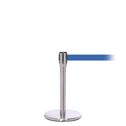 QueuePro 200 Mini, Satin Stainless, Barrier with 11' Light Blue Belt