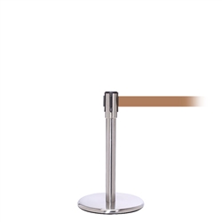 QueuePro 200 Mini, Satin Stainless, Barrier with 11' Light Brown Belt