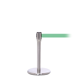 QueuePro 200 Mini, Satin Stainless, Barrier with 11' Light Green Belt