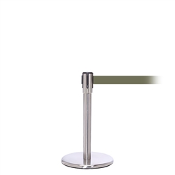 QueuePro 200 Mini, Satin Stainless, Barrier with 11' Olive Green Belt