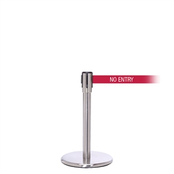 QueuePro 200 Mini, Satin Stainless, Barrier with 11' NO ENTRY Belt