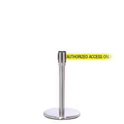 QueuePro 200 Mini, Satin Stainless, Barrier with 11' AUTHORIZED ACCESS ONLY Belt