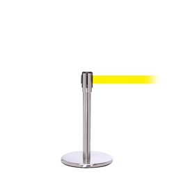 QueuePro 200 Mini, Satin Stainless, Barrier with 11' Yellow Belt