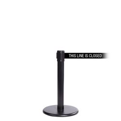 QueuePro 250 Mini, Black, Barrier with 11' THIS LINE IS CLOSED Belt