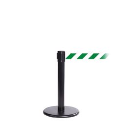 QueuePro 250 Mini, Black, Barrier with 11' Green/White Diagonal Belt
