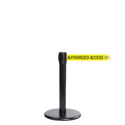 QueuePro 250 Mini, Black, Barrier with 11' AUTHORIZED ACCESS ONLY Belt