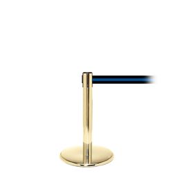 QueuePro 250 Mini, Polished Brass, Barrier with 11' Black/Blue Stripe Belt