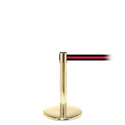 QueuePro 250 Mini, Polished Brass, Barrier with 11' Black/Red Stripe Belt