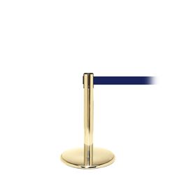 QueuePro 250 Mini, Polished Brass, Barrier with 11' Navy Blue Belt