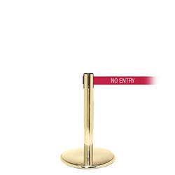 QueuePro 250 Mini, Polished Brass, Barrier with 11' NO ENTRY Belt