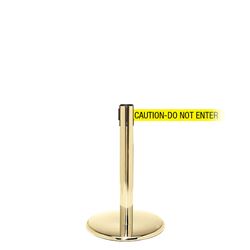 QueuePro 250 Mini, Polished Brass, Barrier with 11' CAUTION-DO NOT ENTER Belt