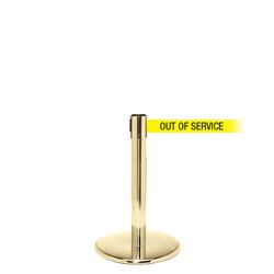 QueuePro 250 Mini, Polished Brass, Barrier with 11' OUT OF SERVICE Belt