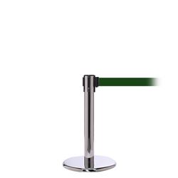 QueuePro 250 Mini, Polished Chrome, Barrier with 11' Dark Green Belt