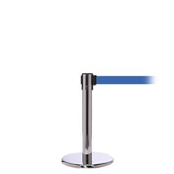 QueuePro 250 Mini, Polished Chrome, Barrier with 11' Light Blue Belt
