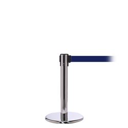 QueuePro 250 Mini, Polished Chrome, Barrier with 11' Navy Blue Belt