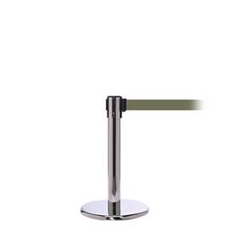 QueuePro 250 Mini, Polished Chrome, Barrier with 11' Olive Green Belt