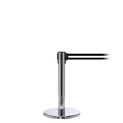QueuePro 250 Mini, Polished Stainless, Barrier with 11' Black/White Stripe Belt