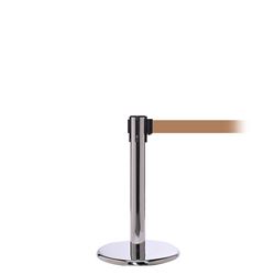 QueuePro 250 Mini, Polished Stainless, Barrier with 11' Light Brown Belt