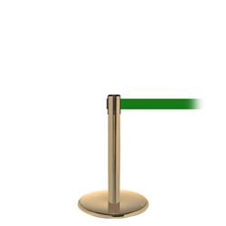 QueuePro 250 Mini, Satin Brass, Barrier with 11' Green Belt